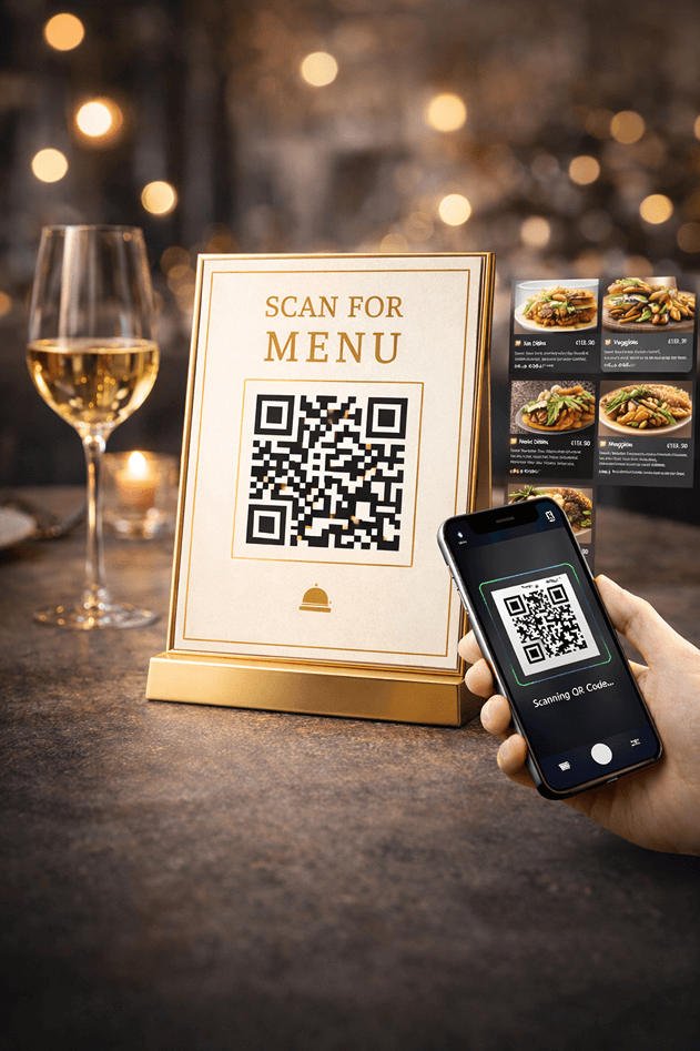 Vorschau der digitalen QR-Speisekarte und des Restaurant-Dashboards